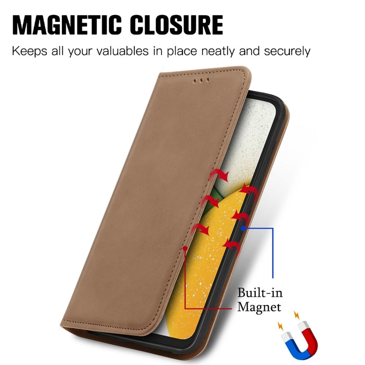 For Samsung Galaxy A03 Core Retro Skin Feel Magnetic Leather Phone Case