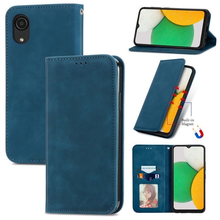 For Samsung Galaxy A03 Core Retro Skin Feel Magnetic Leather Phone Case