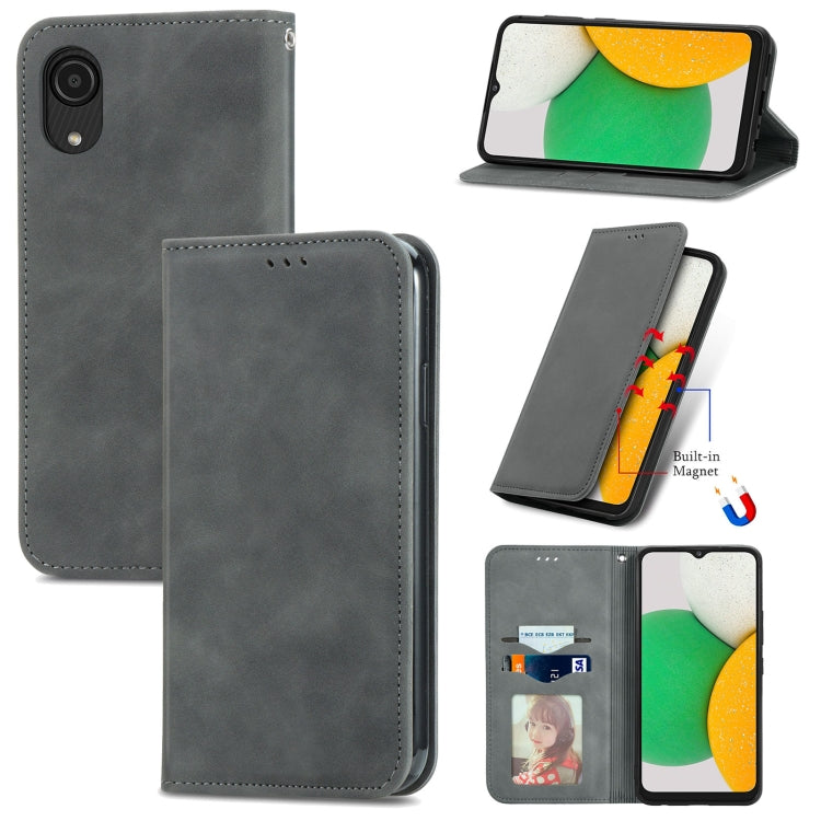For Samsung Galaxy A03 Core Retro Skin Feel Magnetic Leather Phone Case
