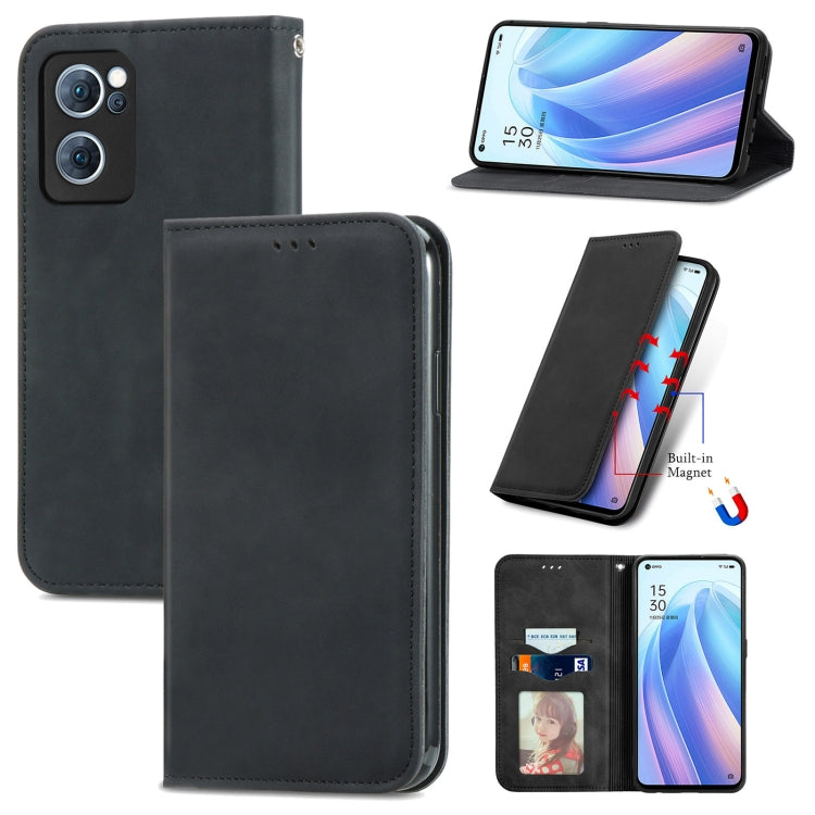 For OPPO Reno7 5G Retro Skin Feel Magnetic Flip Leather Case