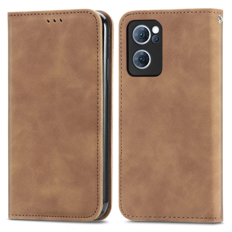 For OPPO Reno7 5G Retro Skin Feel Magnetic Flip Leather Case