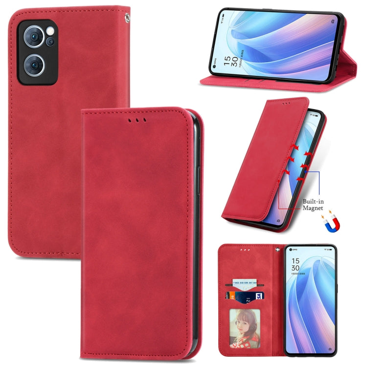 For OPPO Reno7 5G Retro Skin Feel Magnetic Flip Leather Case