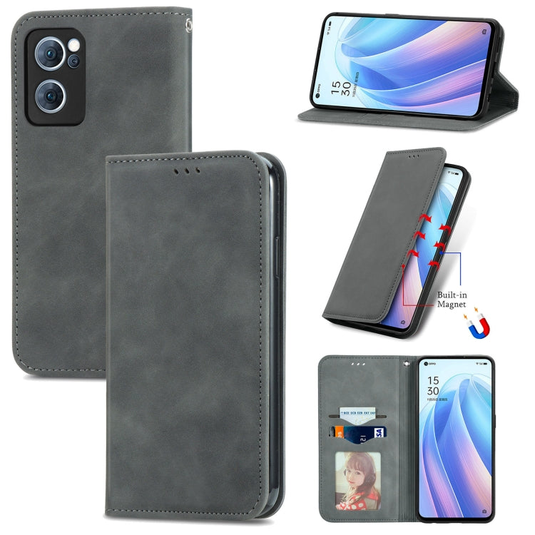 For OPPO Reno7 5G Retro Skin Feel Magnetic Flip Leather Case