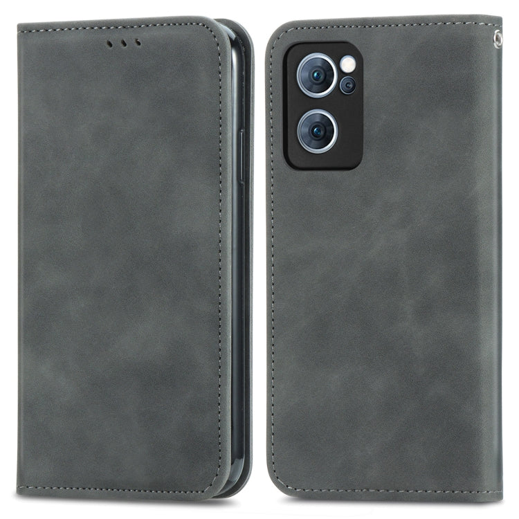 For OPPO Reno7 5G Retro Skin Feel Magnetic Flip Leather Case