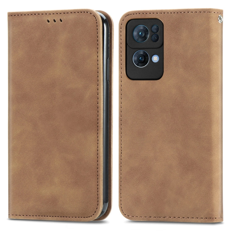 For OPPO Reno7 Pro 5G Retro Skin Feel Magnetic Flip Leather Case