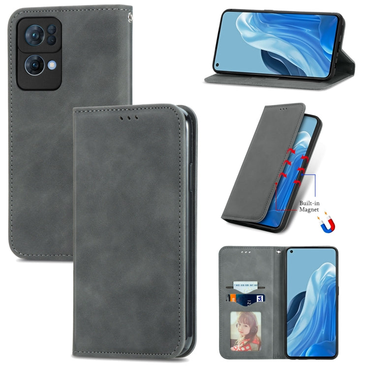 For OPPO Reno7 Pro 5G Retro Skin Feel Magnetic Flip Leather Case