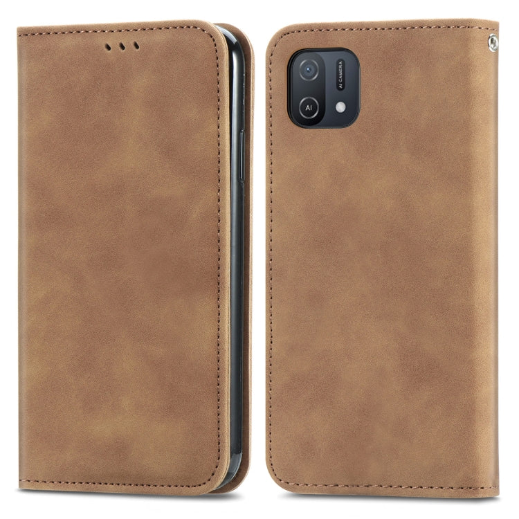 For OPPO A16K Retro Skin Feel Magnetic Flip Leather Case