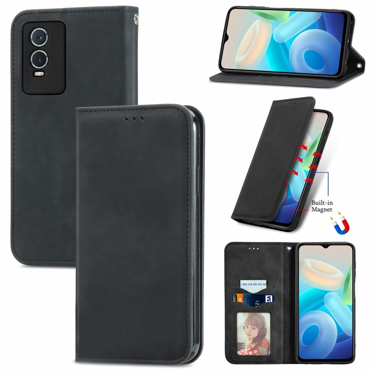 For vivo Y76s Retro Skin Feel Magnetic Flip Leather Case