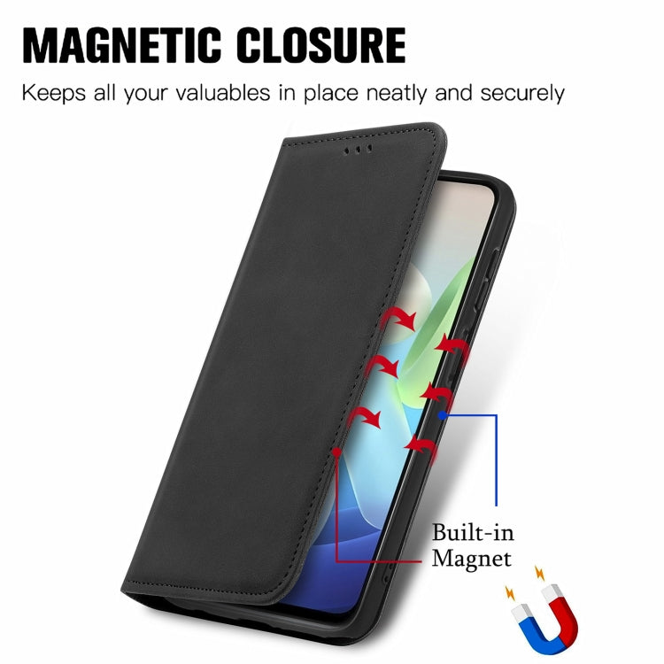 For vivo Y76s Retro Skin Feel Magnetic Flip Leather Case