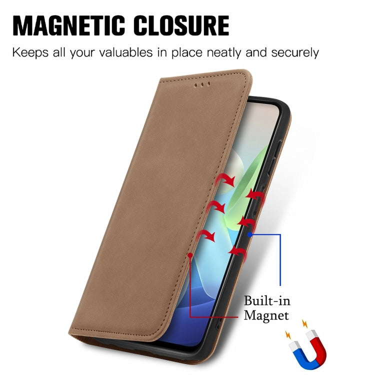 For vivo Y76s Retro Skin Feel Magnetic Flip Leather Case