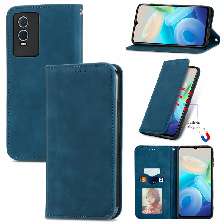 For vivo Y76s Retro Skin Feel Magnetic Flip Leather Case