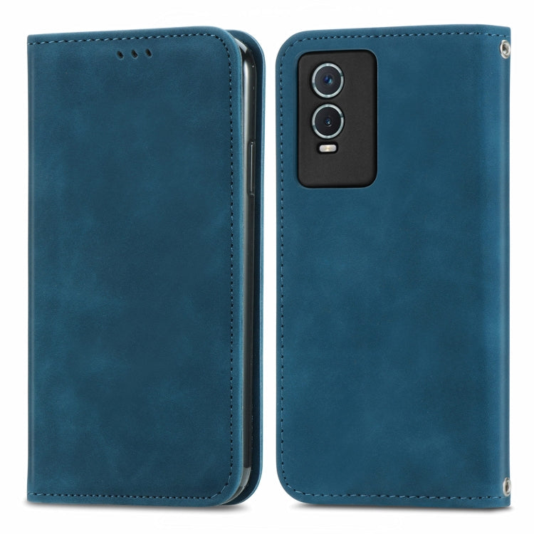 For vivo Y76s Retro Skin Feel Magnetic Flip Leather Case