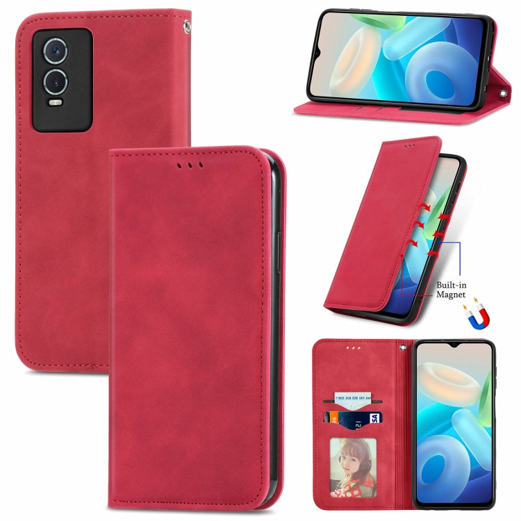 For vivo Y76s Retro Skin Feel Magnetic Flip Leather Case