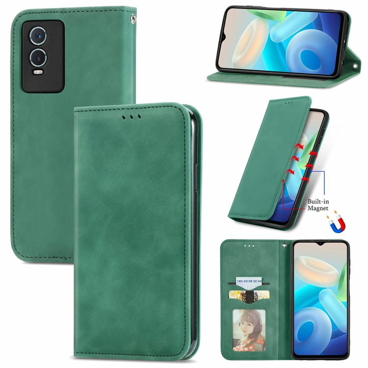 For vivo Y76s Retro Skin Feel Magnetic Flip Leather Case