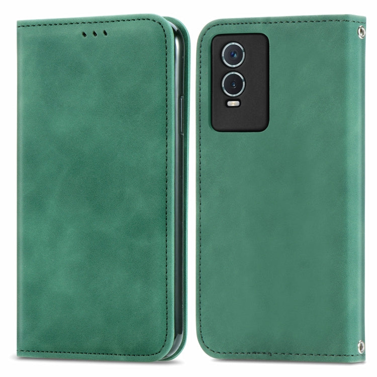 For vivo Y76s Retro Skin Feel Magnetic Flip Leather Case