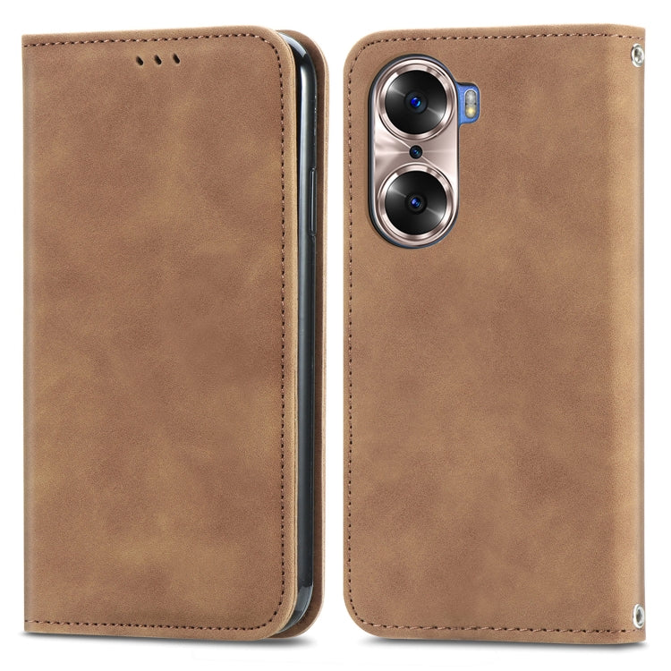 For  Honor 60 Retro Skin Feel Magnetic Horizontal Flip Leather Phone Case