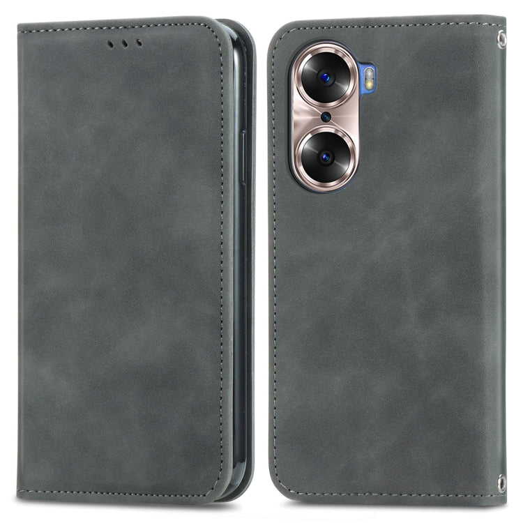 For  Honor 60 Retro Skin Feel Magnetic Horizontal Flip Leather Phone Case