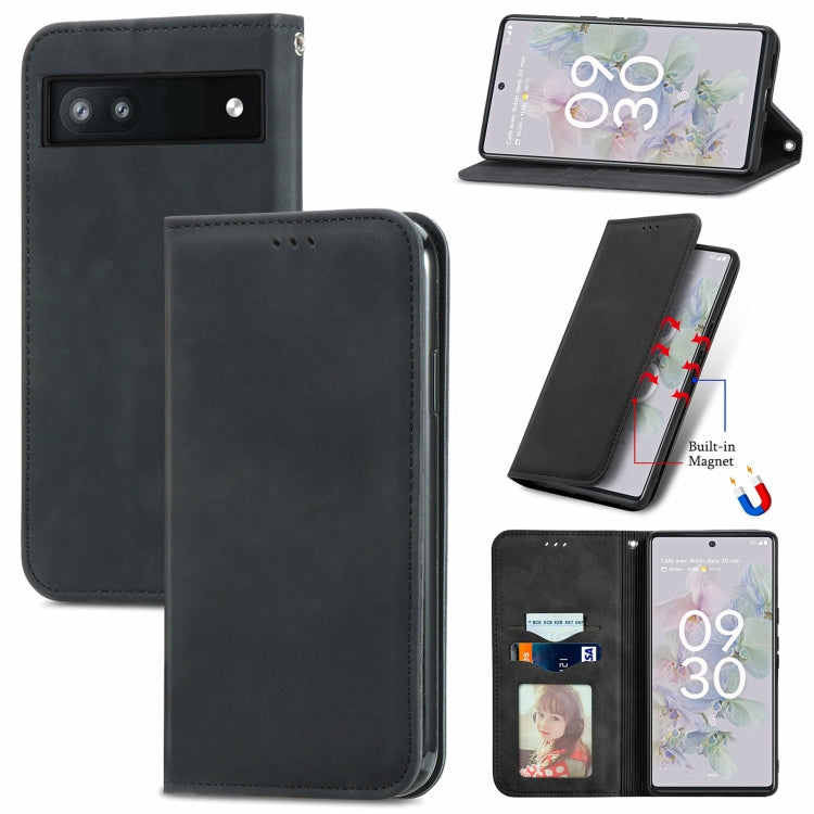 For Google Pixel 6a Retro Skin Feel Magnetic Horizontal Flip Leather Phone Case