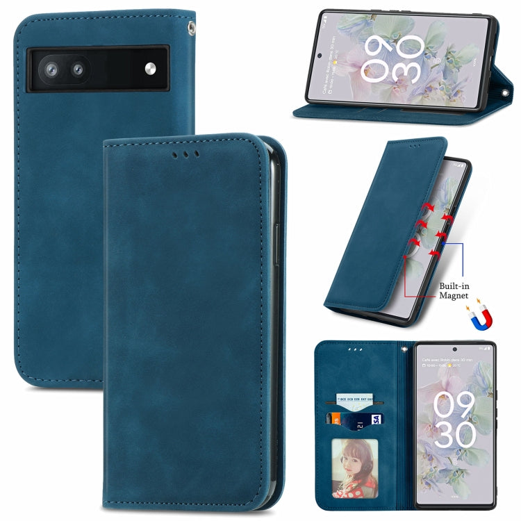 For Google Pixel 6a Retro Skin Feel Magnetic Horizontal Flip Leather Phone Case