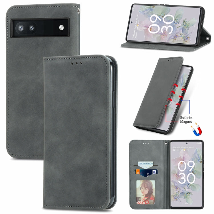 For Google Pixel 6a Retro Skin Feel Magnetic Horizontal Flip Leather Phone Case