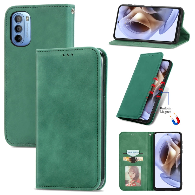 For Motorola Moto G31 Retro Skin Feel Magnetic Horizontal Flip Leather Phone Case