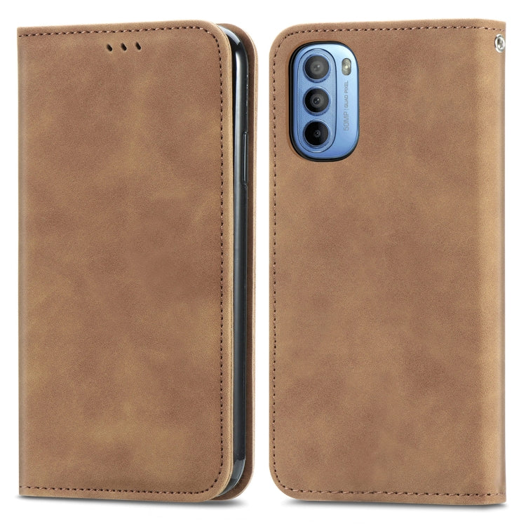 For Motorola Moto G31 Retro Skin Feel Magnetic Horizontal Flip Leather Phone Case