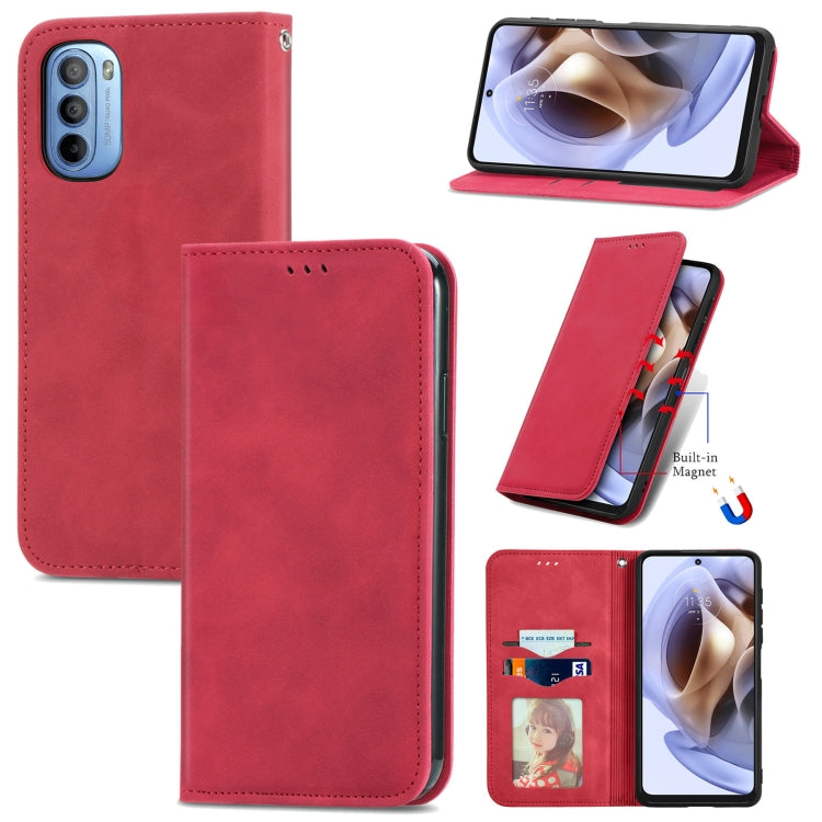 For Motorola Moto G31 Retro Skin Feel Magnetic Horizontal Flip Leather Phone Case