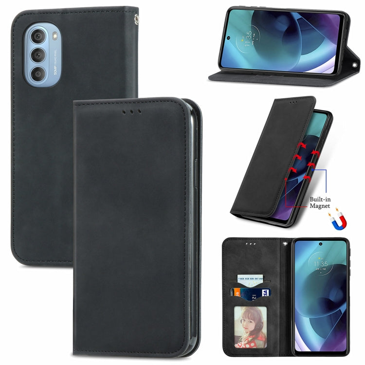 For Motorola Moto G51 Retro Skin Feel Magnetic Horizontal Flip Leather Phone Case