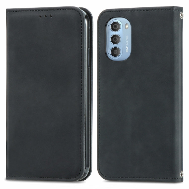 For Motorola Moto G51 Retro Skin Feel Magnetic Horizontal Flip Leather Phone Case