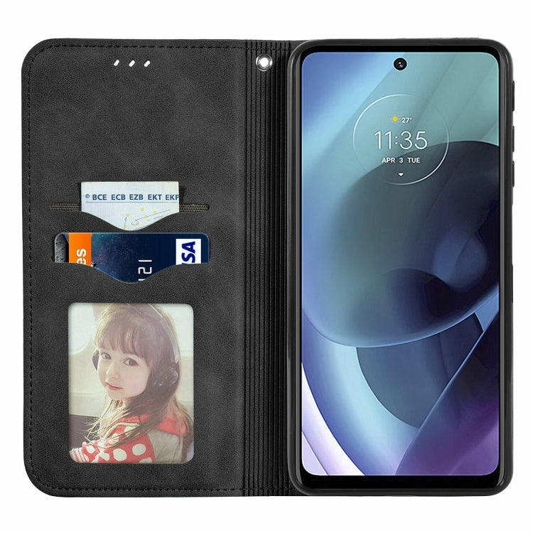 For Motorola Moto G51 Retro Skin Feel Magnetic Horizontal Flip Leather Phone Case