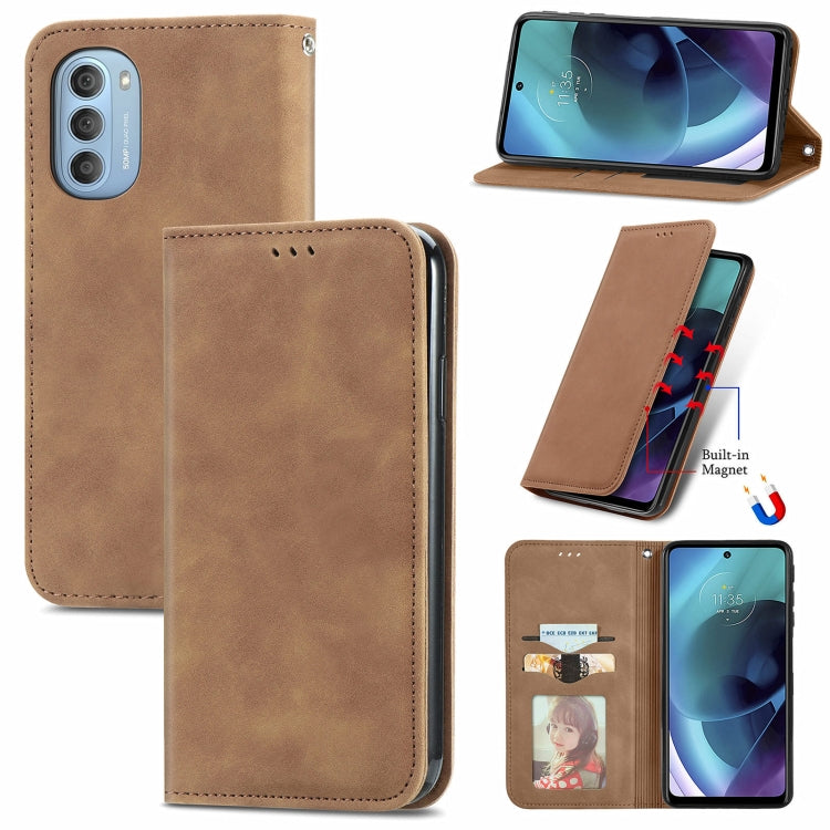 For Motorola Moto G51 Retro Skin Feel Magnetic Horizontal Flip Leather Phone Case