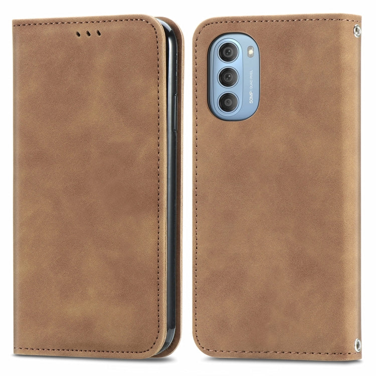 For Motorola Moto G51 Retro Skin Feel Magnetic Horizontal Flip Leather Phone Case
