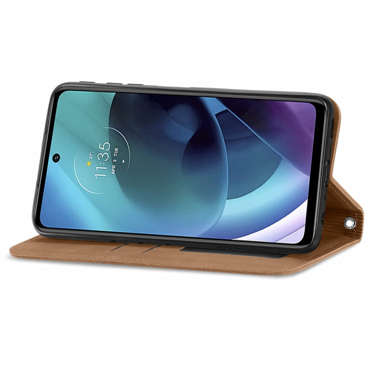 For Motorola Moto G51 Retro Skin Feel Magnetic Horizontal Flip Leather Phone Case