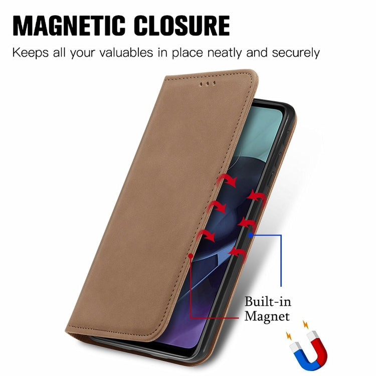 For Motorola Moto G51 Retro Skin Feel Magnetic Horizontal Flip Leather Phone Case