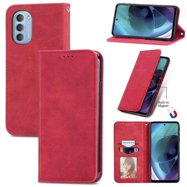For Motorola Moto G51 Retro Skin Feel Magnetic Horizontal Flip Leather Phone Case