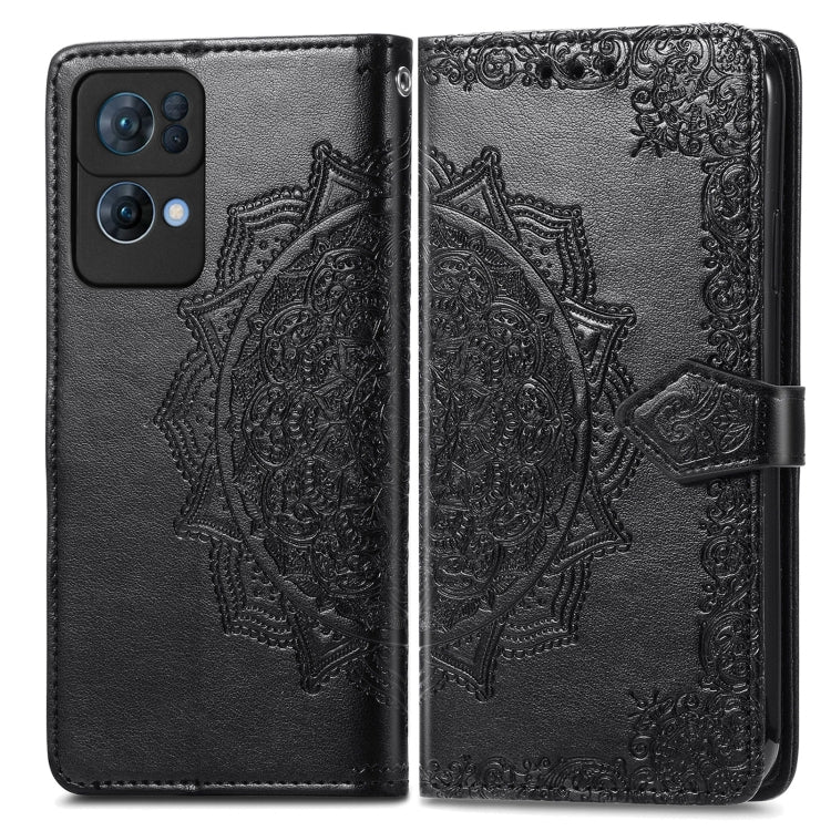 For OPPO Reno7 Pro 5G Mandala Flower Embossed Flip Leather Phone Case