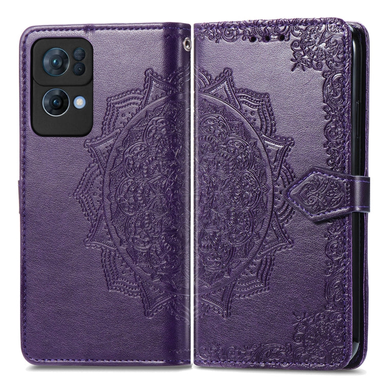 For OPPO Reno7 Pro 5G Mandala Flower Embossed Flip Leather Phone Case