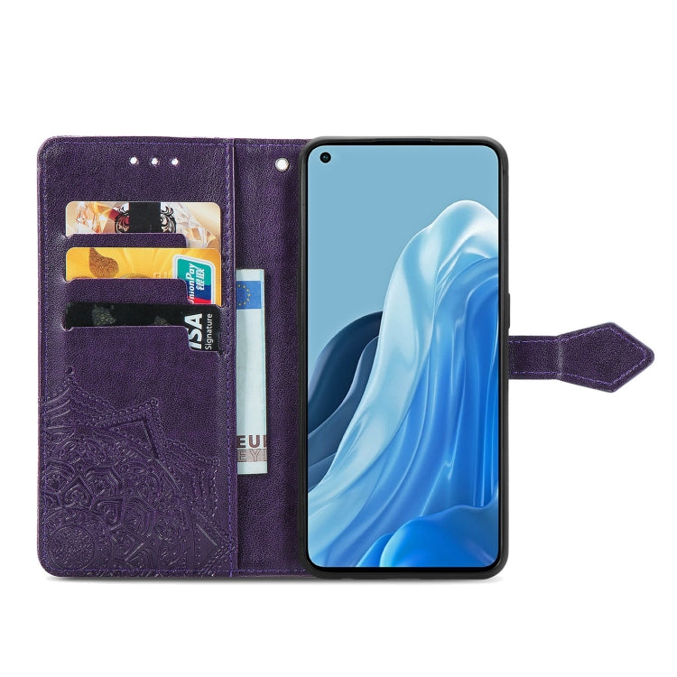 For OPPO Reno7 Pro 5G Mandala Flower Embossed Flip Leather Phone Case