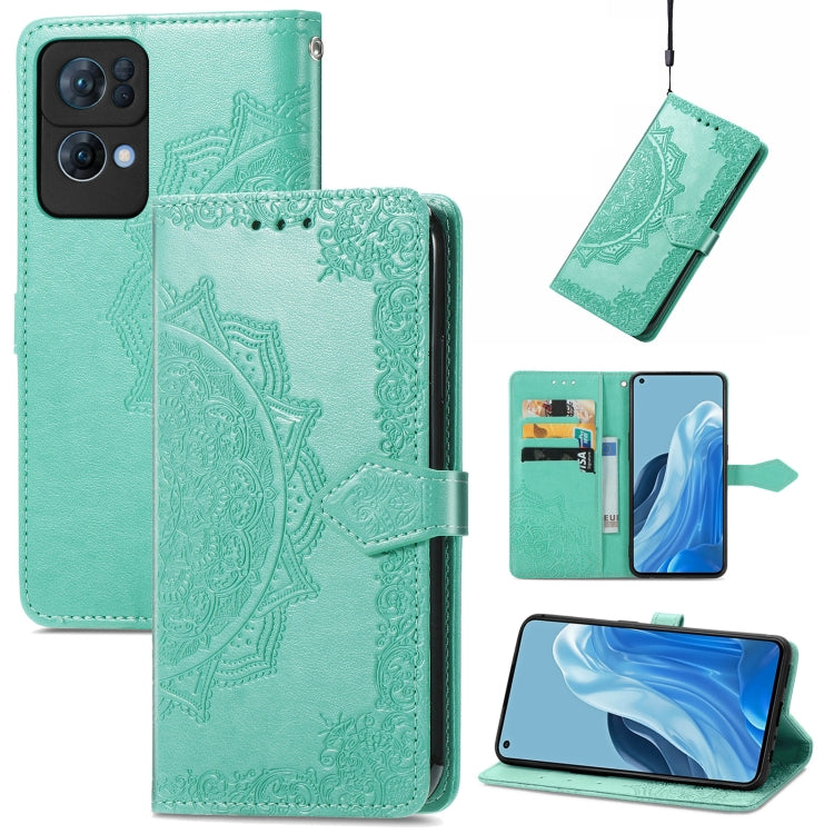 For OPPO Reno7 Pro 5G Mandala Flower Embossed Flip Leather Phone Case