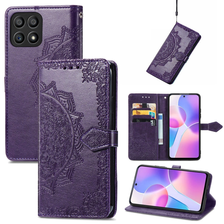 For Honor X30i Mandala Flower Embossed Flip Leather Phone Case