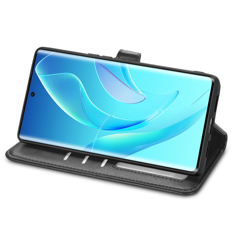 For Honor 60 Solid Color Leather Buckle Phone Case