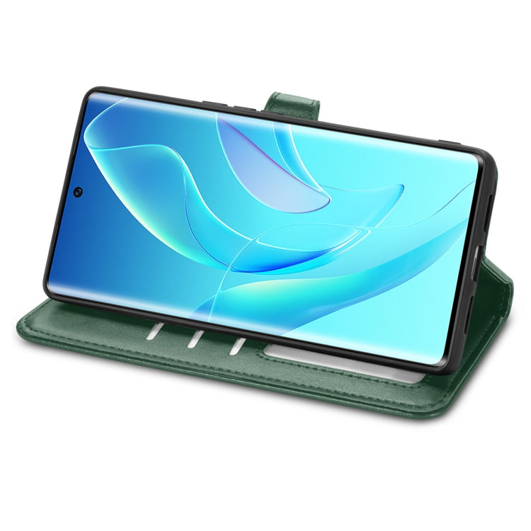 For Honor 60 Solid Color Leather Buckle Phone Case