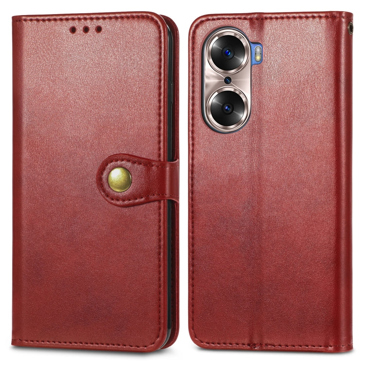 For Honor 60 Solid Color Leather Buckle Phone Case