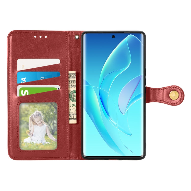 For Honor 60 Solid Color Leather Buckle Phone Case