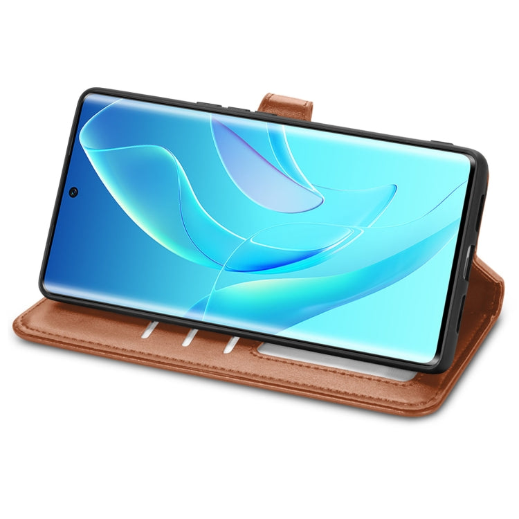 For Honor 60 Solid Color Leather Buckle Phone Case