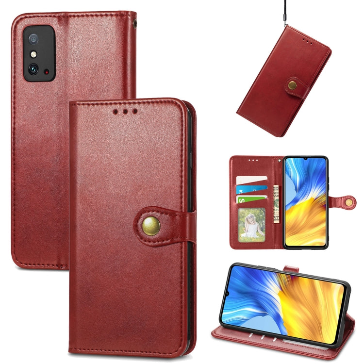 For Honor X10 Max 5G Solid Color Leather Buckle Phone Case