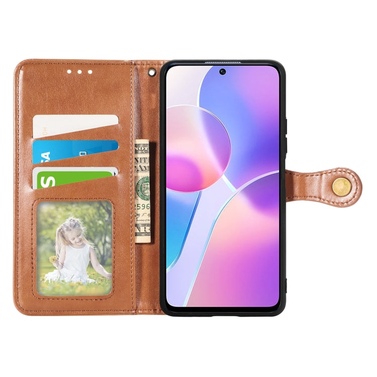 For Honor X30i Solid Color Leather Buckle Phone Case