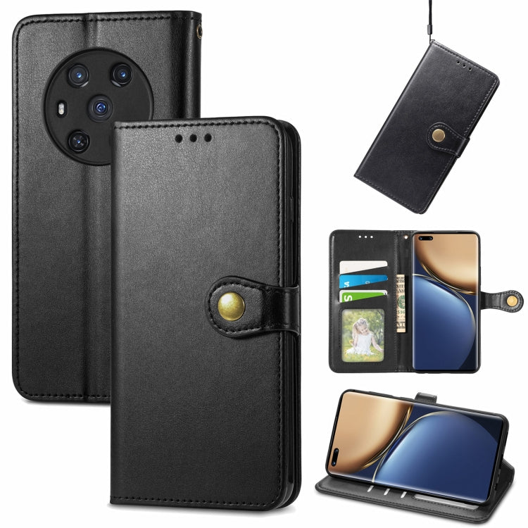 For Honor Magic3 Solid Color Leather Buckle Phone Case