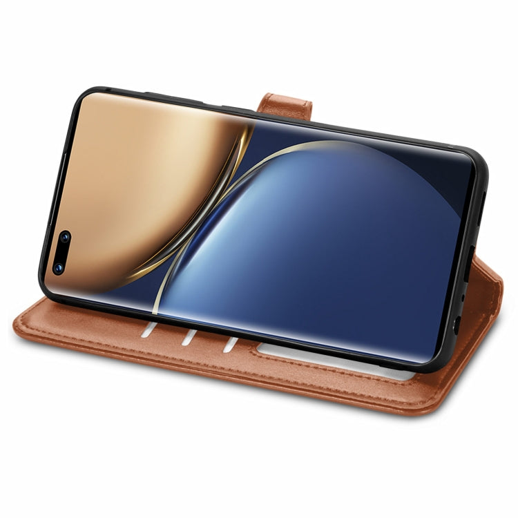 For Honor Magic3 Solid Color Leather Buckle Phone Case