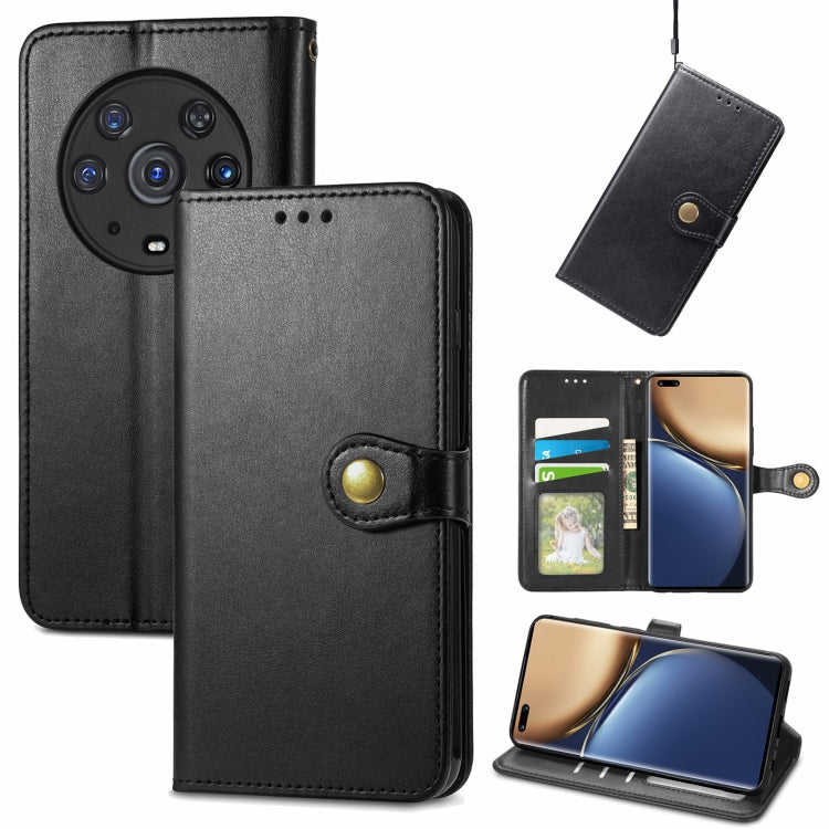 For Honor Magic3 Pro Solid Color Leather Buckle Phone Case
